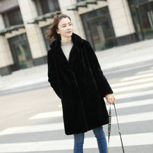Load image into Gallery viewer, Bella Philosophy Women Mink Faux Fur Coat Solid Female Turn Down Collar Winter Warm Fake Fur Lady Coat Casual Jacket