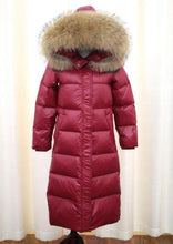 Load image into Gallery viewer, Large Natural Raccoon Fur Collar Hooded Winter Down Jacket Women 90% White Duck Down Thick Warm Park Female Long Snow Coat