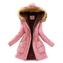 Load image into Gallery viewer, Fashion Parka Coat Women Plus Size Long Sleeve Thick Warmth Clothing 2020 Autumn Winter New 16 Colors Hooded Cotton Jacket JD598