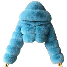 Load image into Gallery viewer, Plus size Women Jacket Fashion Winter Faux Fur Cropped Coat Fluffy Zip Hooded Warm Short Jacket