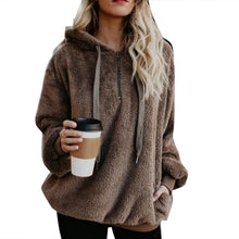 Load image into Gallery viewer, Hoodie Sweatshirt Plus Size Winter Solid Color 1/4 Zip Up Fluffy Hoodies Women Women's autumn casual warm jacket