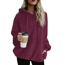 Load image into Gallery viewer, Hoodie Sweatshirt Plus Size Winter Solid Color 1/4 Zip Up Fluffy Hoodies Women Women's autumn casual warm jacket