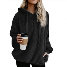 Load image into Gallery viewer, Hoodie Sweatshirt Plus Size Winter Solid Color 1/4 Zip Up Fluffy Hoodies Women Women's autumn casual warm jacket