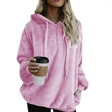 Load image into Gallery viewer, Hoodie Sweatshirt Plus Size Winter Solid Color 1/4 Zip Up Fluffy Hoodies Women Women's autumn casual warm jacket