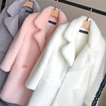 Load image into Gallery viewer, Bella Philosophy Women Mink Faux Fur Coat Solid Female Turn Down Collar Winter Warm Fake Fur Lady Coat Casual Jacket