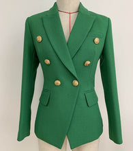 Load image into Gallery viewer, HIGH STREET Newest 2021 Baroque Designer Blazer Women's Classic Lion Buttons Double Breasted Slim Fitting Textured Blazer Jacket