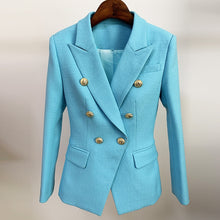 Load image into Gallery viewer, HIGH STREET Newest 2021 Runway Designer Blazer Women's Classic Lion Buttons Double Breasted Slim Fitting Textured Blazer Jacket