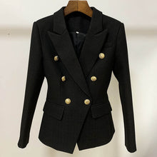 Load image into Gallery viewer, HIGH STREET Newest 2021 Runway Designer Blazer Women's Classic Lion Buttons Double Breasted Slim Fitting Textured Blazer Jacket