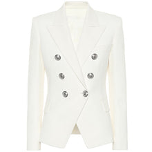 Load image into Gallery viewer, HIGH STREET 2021 Classic Designer Blazer Women's Double Breasted Metal Lion Silver Buttons Pique Blazer Jacket