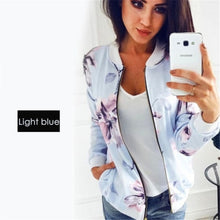 Load image into Gallery viewer, Women Floral Jackets Spring Summer Long Sleeve Zipper Print Bomber Jacket Casual Pocket Slim Female Fashion Outwears Plus Size