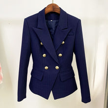 Load image into Gallery viewer, HIGH STREET Newest 2021 Runway Designer Blazer Women's Classic Lion Buttons Double Breasted Slim Fitting Textured Blazer Jacket
