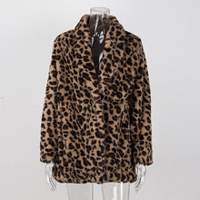 Load image into Gallery viewer, Leopard Coats 2019 New Women Faux Fur Coat Luxury Winter Warm Plush Jacket Fashion artificial fur Women&#39;s outwear High Quality
