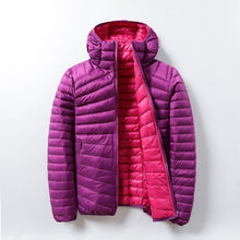 Load image into Gallery viewer, Women&#39;s Jackets Brand Down Jackets Women Ultra Light Hooded Basic Jacket Feather Famale Jackets Double Side Reversible Warm Coat
