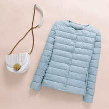 Load image into Gallery viewer, 2020 New Winter Women Down Coat Ultralight Collarless Duck Down Jacket Portable Female Padded Parkas O-Neck Puffer Overcoat
