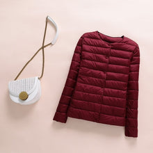 Load image into Gallery viewer, 2020 New Winter Women Down Coat Ultralight Collarless Duck Down Jacket Portable Female Padded Parkas O-Neck Puffer Overcoat
