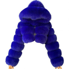 Load image into Gallery viewer, Plus size Women Jacket Fashion Winter Faux Fur Cropped Coat Fluffy Zip Hooded Warm Short Jacket
