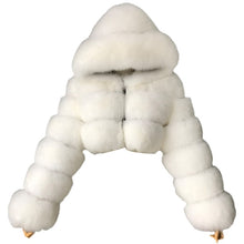 Load image into Gallery viewer, Plus size Women Jacket Fashion Winter Faux Fur Cropped Coat Fluffy Zip Hooded Warm Short Jacket
