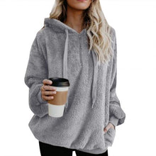 Load image into Gallery viewer, Hoodie Sweatshirt Plus Size Winter Solid Color 1/4 Zip Up Fluffy Hoodies Women Women&#39;s autumn casual warm jacket
