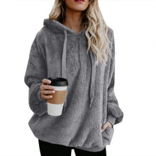 Load image into Gallery viewer, Hoodie Sweatshirt Plus Size Winter Solid Color 1/4 Zip Up Fluffy Hoodies Women Women&#39;s autumn casual warm jacket
