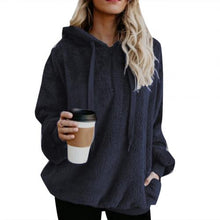 Load image into Gallery viewer, Hoodie Sweatshirt Plus Size Winter Solid Color 1/4 Zip Up Fluffy Hoodies Women Women&#39;s autumn casual warm jacket
