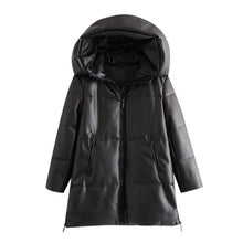 Load image into Gallery viewer, BBWM Women 2020 Winter Fashion Thick Warm Faux Leather Parkas Vintage Hooded Long Sleeve Padded Jacket Female Chic Overcoat
