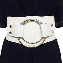 Load image into Gallery viewer, Lady Retro Wide Waist Belts Stretchy Elastic Corset Waistband Hollow Metal Big O-ring Women&#39;s Belt For Dress Jacket
