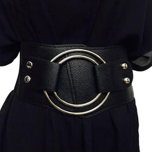 Load image into Gallery viewer, Lady Retro Wide Waist Belts Stretchy Elastic Corset Waistband Hollow Metal Big O-ring Women&#39;s Belt For Dress Jacket
