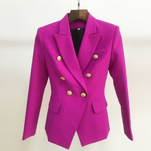 Load image into Gallery viewer, HIGH STREET 2021 New Designer Blazer Women&#39;s Double Breasted Lion Buttons Slim Fitting Gorgeous Purple Blazer Jacket
