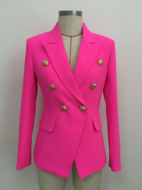 HIGH STREET 2021 New Designer Blazer Women's Double Breasted Lion Buttons Slim Fitting Gorgeous Purple Blazer Jacket
