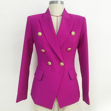 Load image into Gallery viewer, HIGH STREET 2021 New Designer Blazer Women&#39;s Double Breasted Lion Buttons Slim Fitting Gorgeous Purple Blazer Jacket

