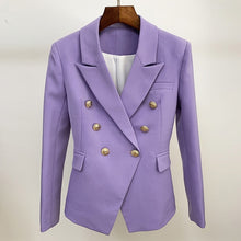Load image into Gallery viewer, HIGH STREET 2021 New Designer Blazer Women&#39;s Double Breasted Lion Buttons Slim Fitting Gorgeous Purple Blazer Jacket

