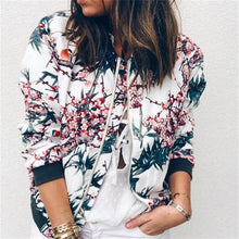 Load image into Gallery viewer, Women Floral Jackets Spring Summer Long Sleeve  Zipper Print Bomber Jacket Casual Pocket Slim Female Fashion Outwears Plus Size
