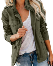 Load image into Gallery viewer, Women&#39;s Spring Jacket Zip Up Outerwear Female Clothes Streetwear Autumn Coat Stand Collar Windbreaker Green Military Jackets
