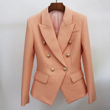 Load image into Gallery viewer, HIGH STREET Newest 2021 Runway Designer Blazer Women&#39;s Classic Lion Buttons Double Breasted Slim Fitting Textured Blazer Jacket
