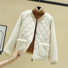 Load image into Gallery viewer, Lightweight Cotton Padded Jacket Women&#39;s New Korean Loose Lamb Plush Patchwork Long Sleeve Zipper Female Warm Winter Coats 2021
