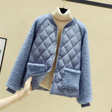 Load image into Gallery viewer, Lightweight Cotton Padded Jacket Women&#39;s New Korean Loose Lamb Plush Patchwork Long Sleeve Zipper Female Warm Winter Coats 2021
